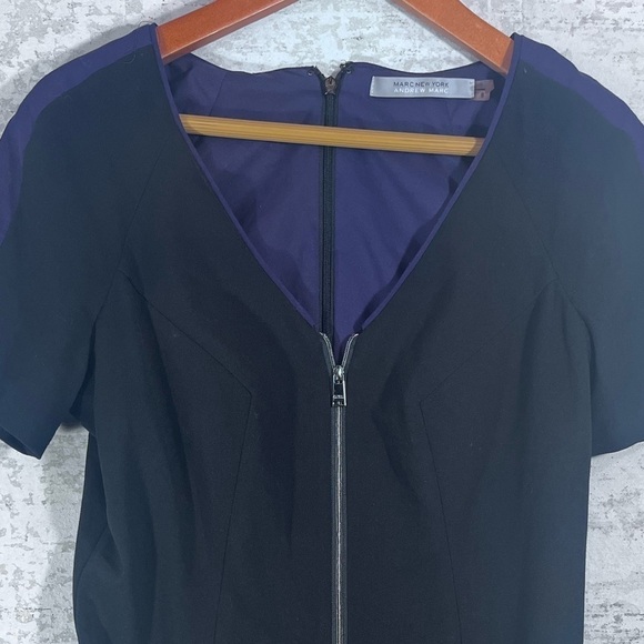 MARC NEW YORK Andrew Marc Black Sheath Dress w/ Front & Back Zippers Size 8 - Picture 3 of 13
